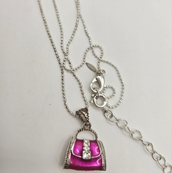 Vintage Pink Handbag Pendant Necklace Avon - Picture 7 of 7